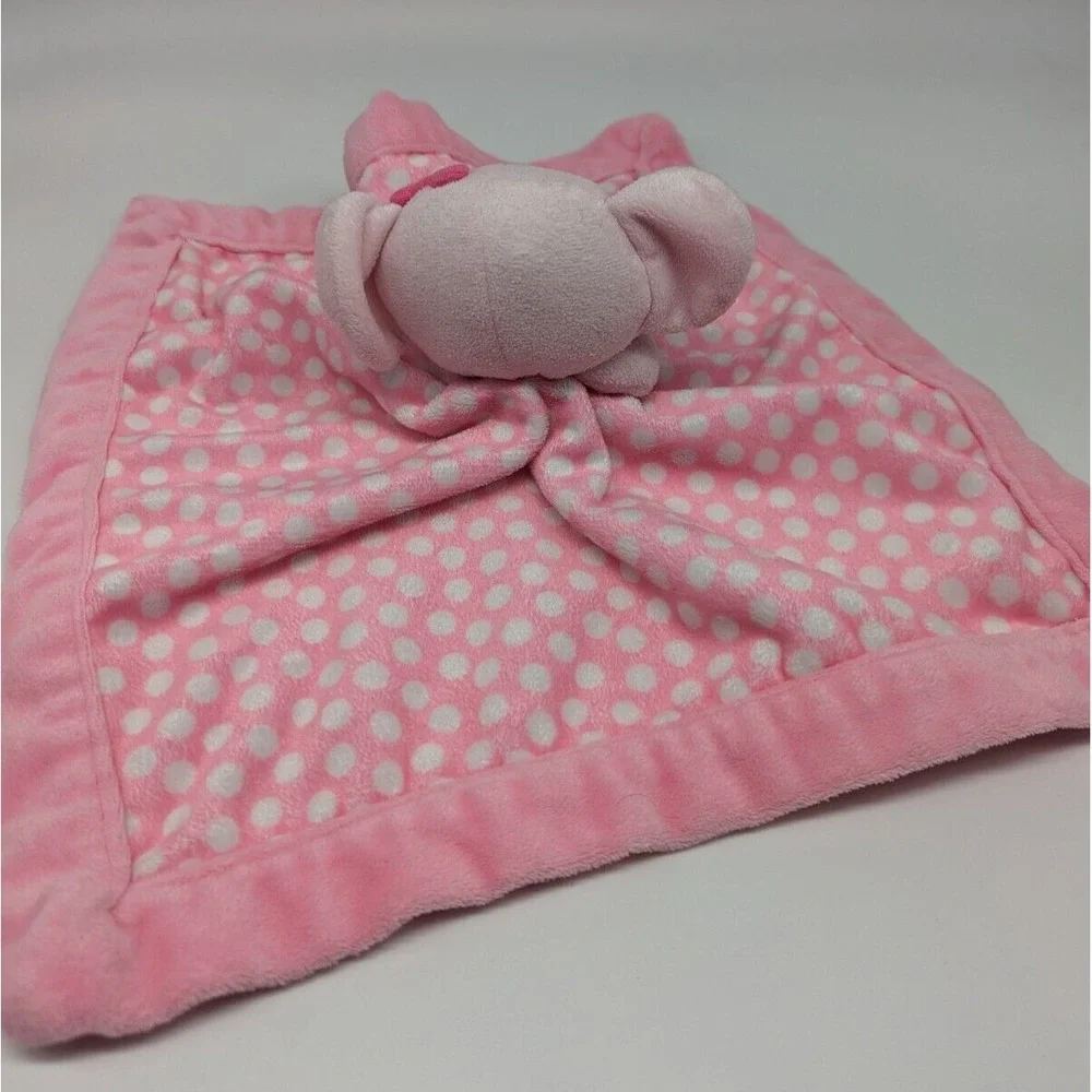 Carters Elephant Bow Pink White‎ Polka Dots Baby Girl Security Blanket Lovey 13
